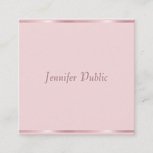 Rose Gold Elegant Hand Script Template Modern Square Business Card