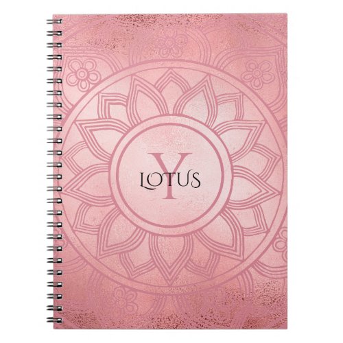 Rose Gold Elegant Lotus Mandala Yoga Center Notebook