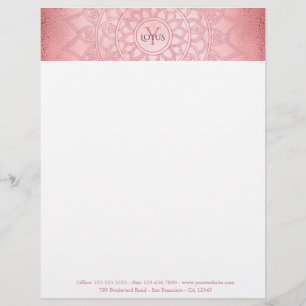 Rose Gold Elegant Lotus Mandala Yoga Letterhead