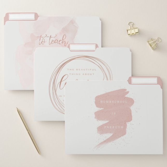 Rose Gold Elegant Minimalist Homeschool Folders (Set)