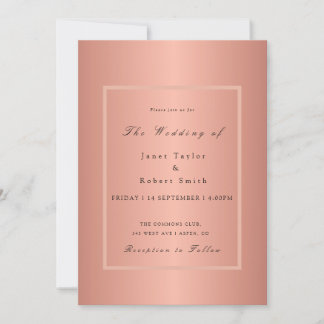 Rose Gold Elegant Minimalist with Pink Border Inv Invitation