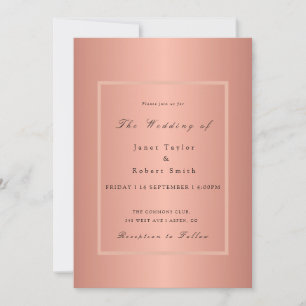 Rose Gold Elegant Minimalist with Pink Border Invitation