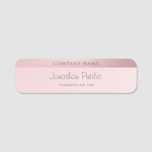 Rose Gold Elegant Modern Calligraphy Script Name Tag