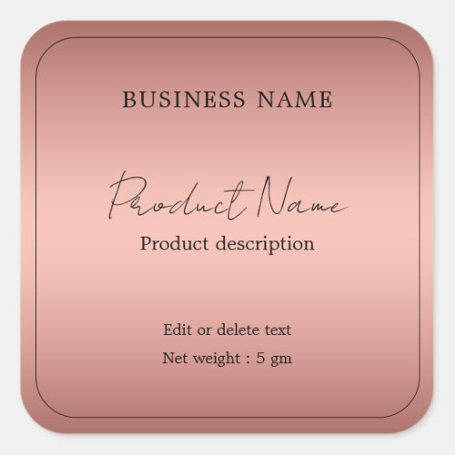 Rose Gold Elegant Modern Minimal Product Label