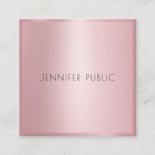 Rose Gold Elegant Modern Minimalist Professional Square Business Card