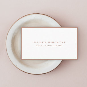 Rose Gold Elegant Modern Minimalist Simple White Business Card
