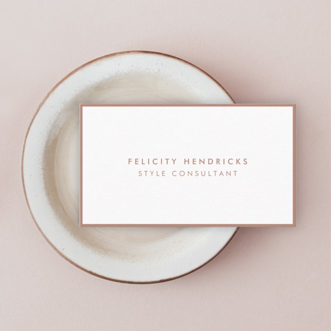 Rose Gold Elegant Modern Minimalist Simple White Business Card (Creator Uploaded)