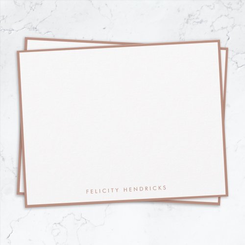 Rose Gold Elegant Modern Minimalist Simple White Note Card