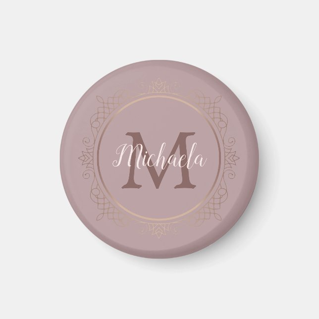 Rose Gold Elegant Modern Monogrammed Template Magnet (Front)