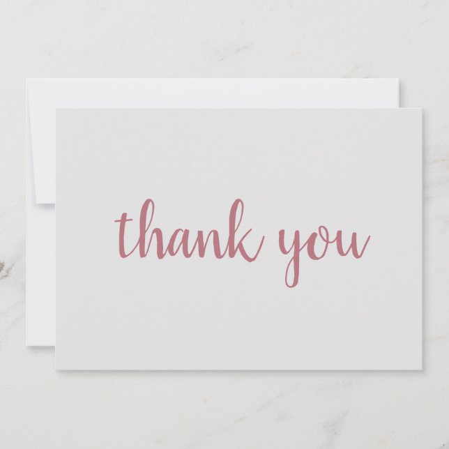Rose Gold Elegant Modern Plain Handwriting Thank You Card (Front)