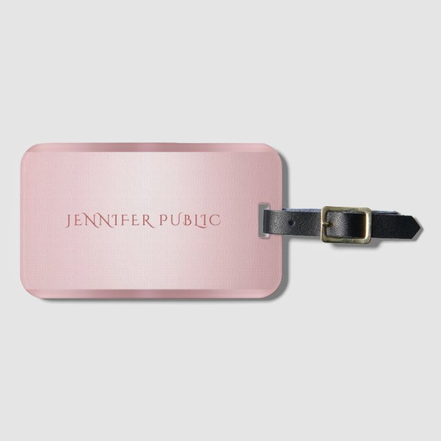 Rose Gold Elegant Modern Professional Template Luggage Tag (Front Horizontal)