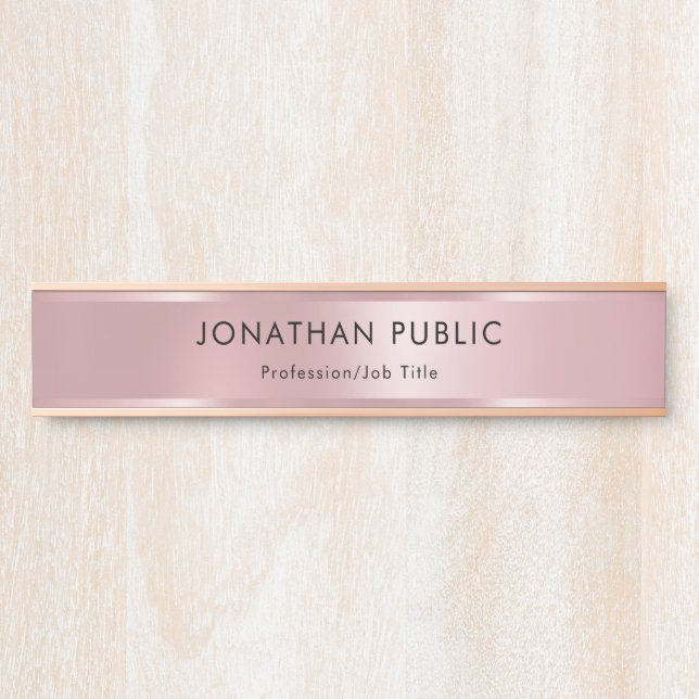 Rose Gold Elegant Modern Trendy Template Door Sign (Front)