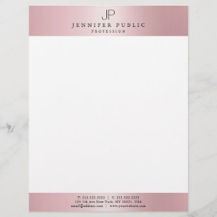 Rose Gold Elegant Monogram Modern Template Letterhead