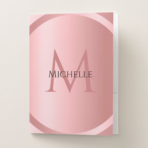 Rose Gold Elegant Monogram Modern Template Pocket Folder