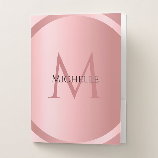 Rose Gold Elegant Monogram Modern Template Pocket Folder (Front)