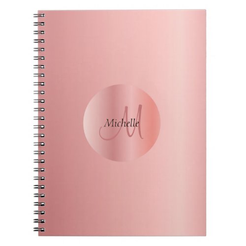 Rose Gold Elegant Monogram Template Custom Notebook