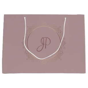 Rose Gold Elegant Monogram Template Trendy Large Gift Bag