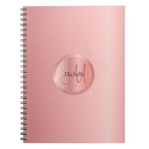 Rose Gold Elegant Monogram Template Trendy Notebook