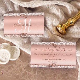 Rose Gold Elegant Monogram Wedding Website Enclosure Card