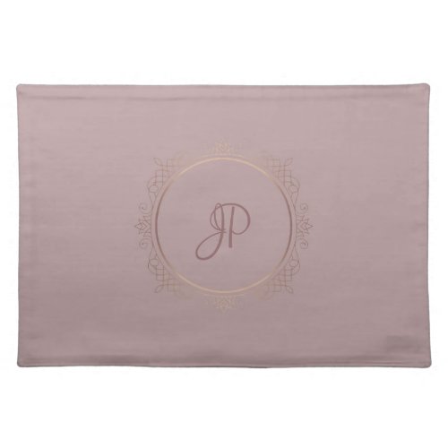 Rose Gold Elegant Monogrammed Template Cloth Placemat