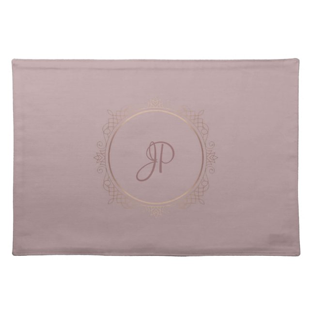 Rose Gold Elegant Monogrammed Template Cloth Placemat (Front)