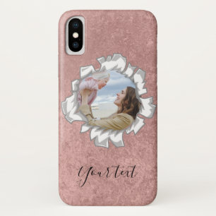 Rose Gold Elegant Personalized Photo Text iPhone X Case
