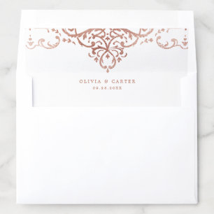 Rose gold elegant romantic ornate vintage wedding envelope liner