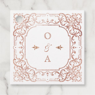 Rose gold elegant romantic ornate vintage wedding favor tags