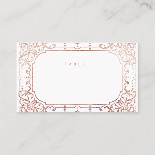 Rose gold elegant romantic ornate vintage wedding place card