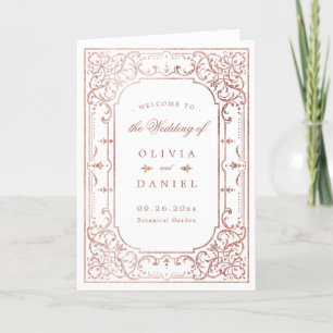 Rose gold elegant romantic ornate vintage wedding program
