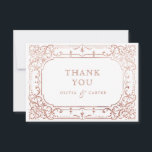 Rose gold elegant romantic ornate vintage wedding  thank you card<br><div class="desc">Elegant vintage ornate frame design in faux rose gold color,  romantic and sophisticated,  great thank you cards for vintage wedding,   romantic formal wedding,  and luxury winter wedding. 
See all the matching pieces in the collection.</div>