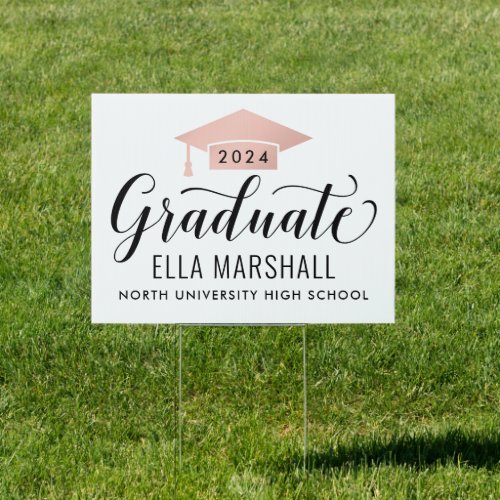 Rose Gold Elegant Script Graduate Graduation Sign