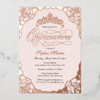 Rose Gold Elegant Script Quinceanera Birthday