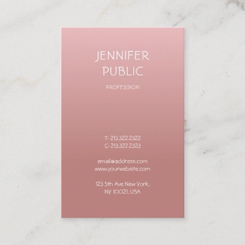 Rose Gold Elegant Simple Design Modern Trendy Business Card