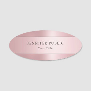 Rose Gold Elegant Simple Template Trendy Oval Name Tag
