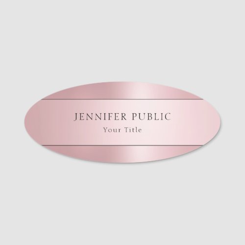 Rose Gold Elegant Simple Template Trendy Oval Name Tag