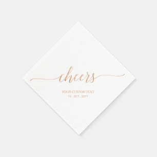 Rose Gold Elegant Stylish Lettering Cheers Event Napkins