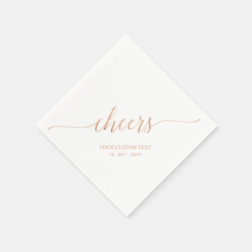 Rose Gold  Elegant Stylish Lettering Cheers Event Napkins