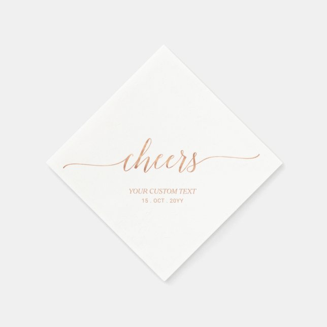 Rose Gold | Elegant Stylish Lettering Cheers Event Napkins (Corner)