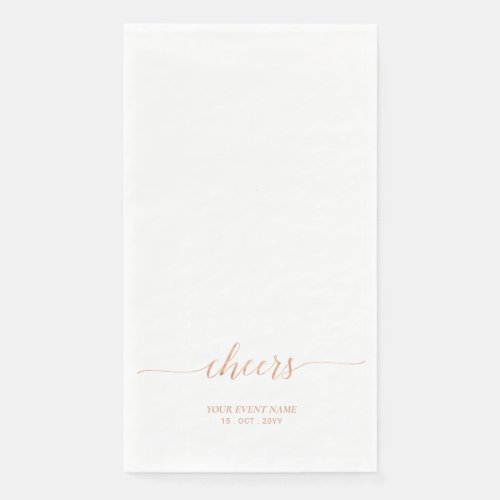 Rose gold Elegant Stylish Lettering Cheers Event Paper Guest Towels