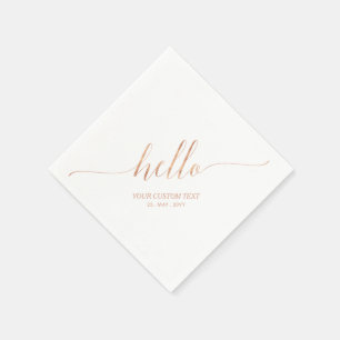 Rose Gold Elegant Stylish Lettering Hello Party Napkins