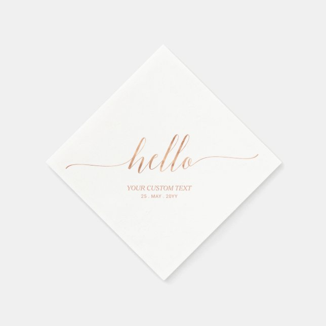Rose Gold | Elegant Stylish Lettering Hello Party Napkins (Corner)