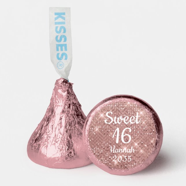 Rose Gold Elegant Sweet 16 Girl Birthday Hershey®'s Kisses® (Front)