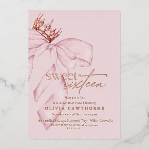  Rose Gold Elegant Sweet Sixteen Birthday Party Foil Invitation