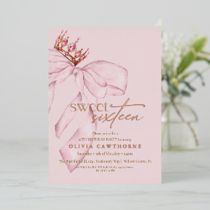  Rose Gold Elegant Sweet Sixteen Birthday Party Foil Invitation