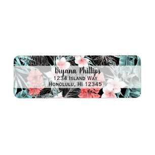 Rose Gold Elegant Tropical  Botanical Island Luau Label