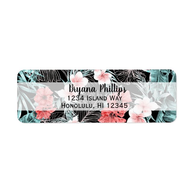 Rose Gold Elegant Tropical  Botanical Island Luau Label (Front)