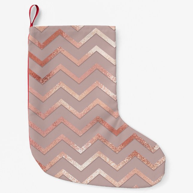 Rose gold: elegant vintage pattern. small christmas stocking (Front)