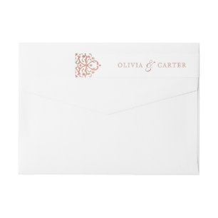 Rose gold elegant vintage wedding return address wrap around label