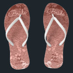 Rose Gold Elegant Wedding Bridal Flip Flops<br><div class="desc">Wedding bridal fashion. Rose gold pink brown floral pattern custom flip sandals for the bride. Chic,  elegant,  modern,  trendy,  classy,  stylish,  beautiful succulent metallic. Mrs. Miller and date script. To change the typography on summer beach shoes click on edit design. Image copyright Marg Seregelyi Photography.</div>